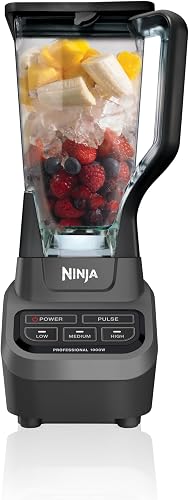 Ninja Professional Blender | Smoothie Blending, Drink Mixer, Grinder, Ice Crusher, Frozen Fruit Blending | 1000W Power, Total Crushing Technology, XL 72-oz. Pitcher | Black & Grey | BL610