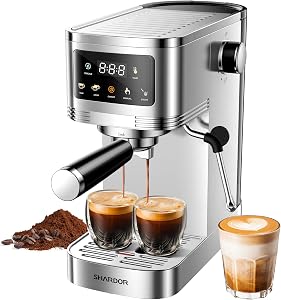SHARDOR Espresso Machine 20 Bar, Professional Espresso Machine with Milk Frother and Touch