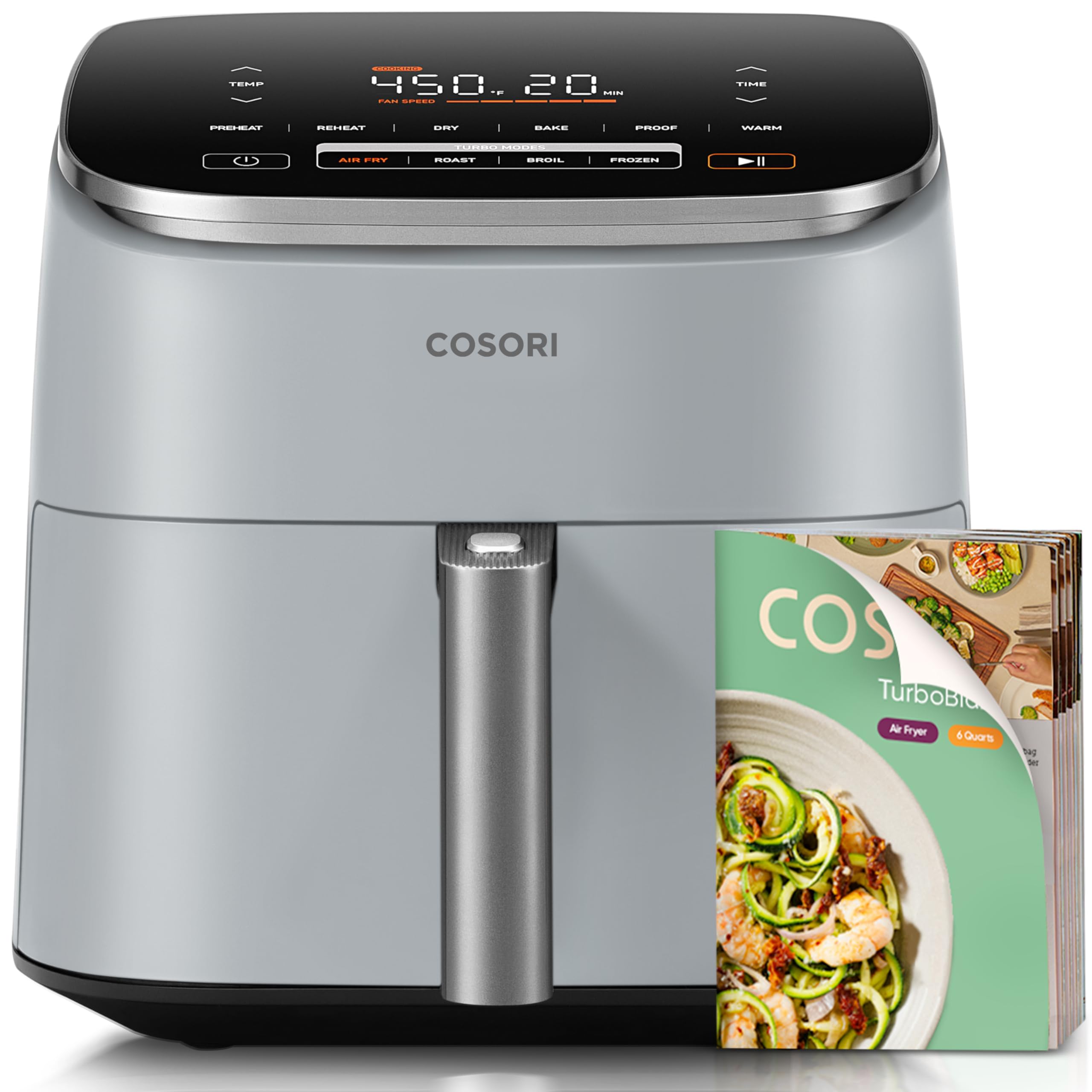 Cosori 9-in-1 TurboBlaze Air Fryer 6 Qt, Premium Ceramic Coating, 90°– — Our hands-on testing setup for coffee maker vs espresso m