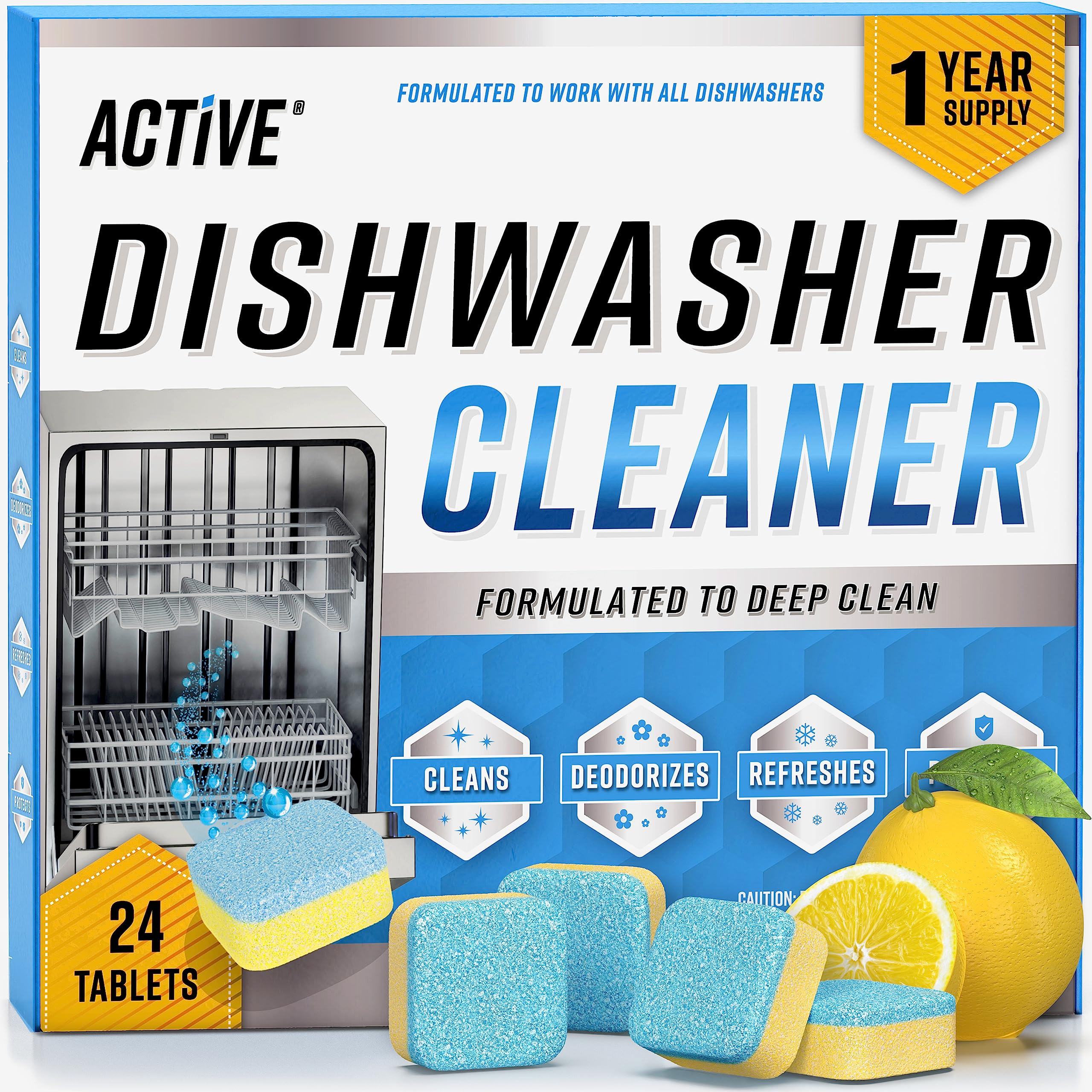 Dishwasher Cleaner And Deodorizer Tablets - 24 Pack Deep Cleaning Desc — Our hands-on testing setup for organize countertop kitche