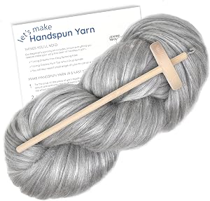 Learn to Spin - Beginner's Spinning Kit with Drop Spindle and Merino/Silk Blend Pencil Rov